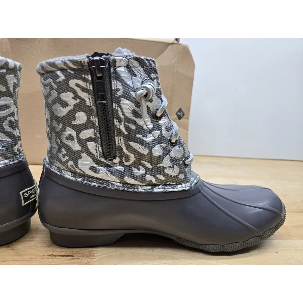 Sperry Women's Saltwater Silver LEOJAC Waterproof Duck Boots Size 8.5 M